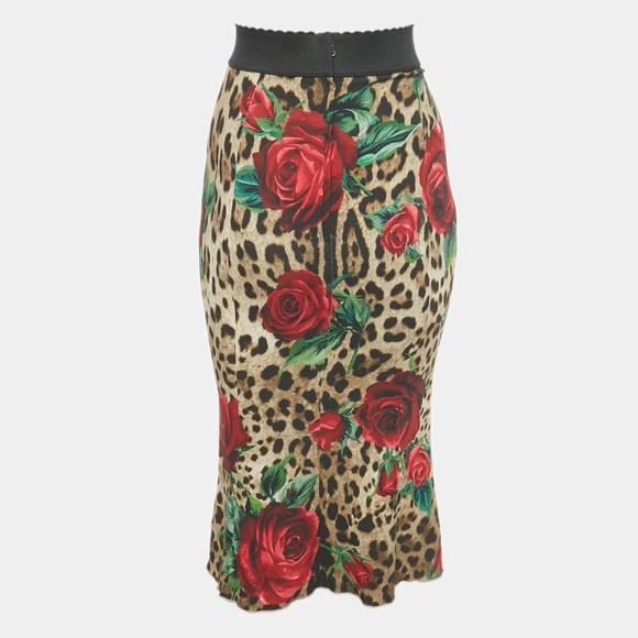 NWOT Dolce & Gabbana Leopard rose print midi skirt Original Price $1250 SZ 10/12 - Picture 3 of 10